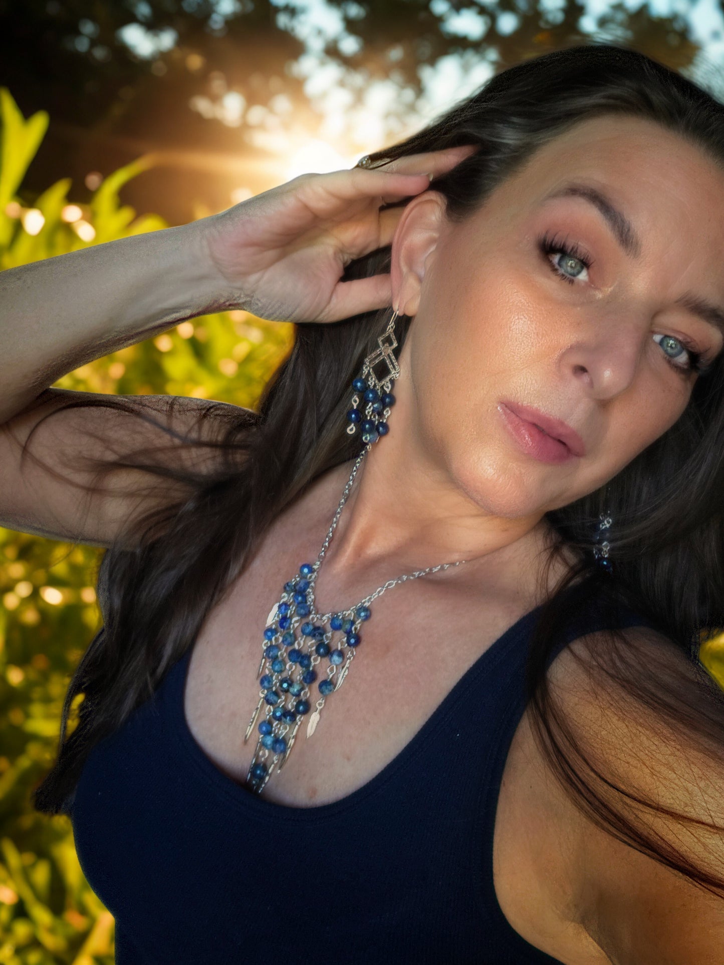 Waterfall Lapis Lazuli Necklace & Earring Set