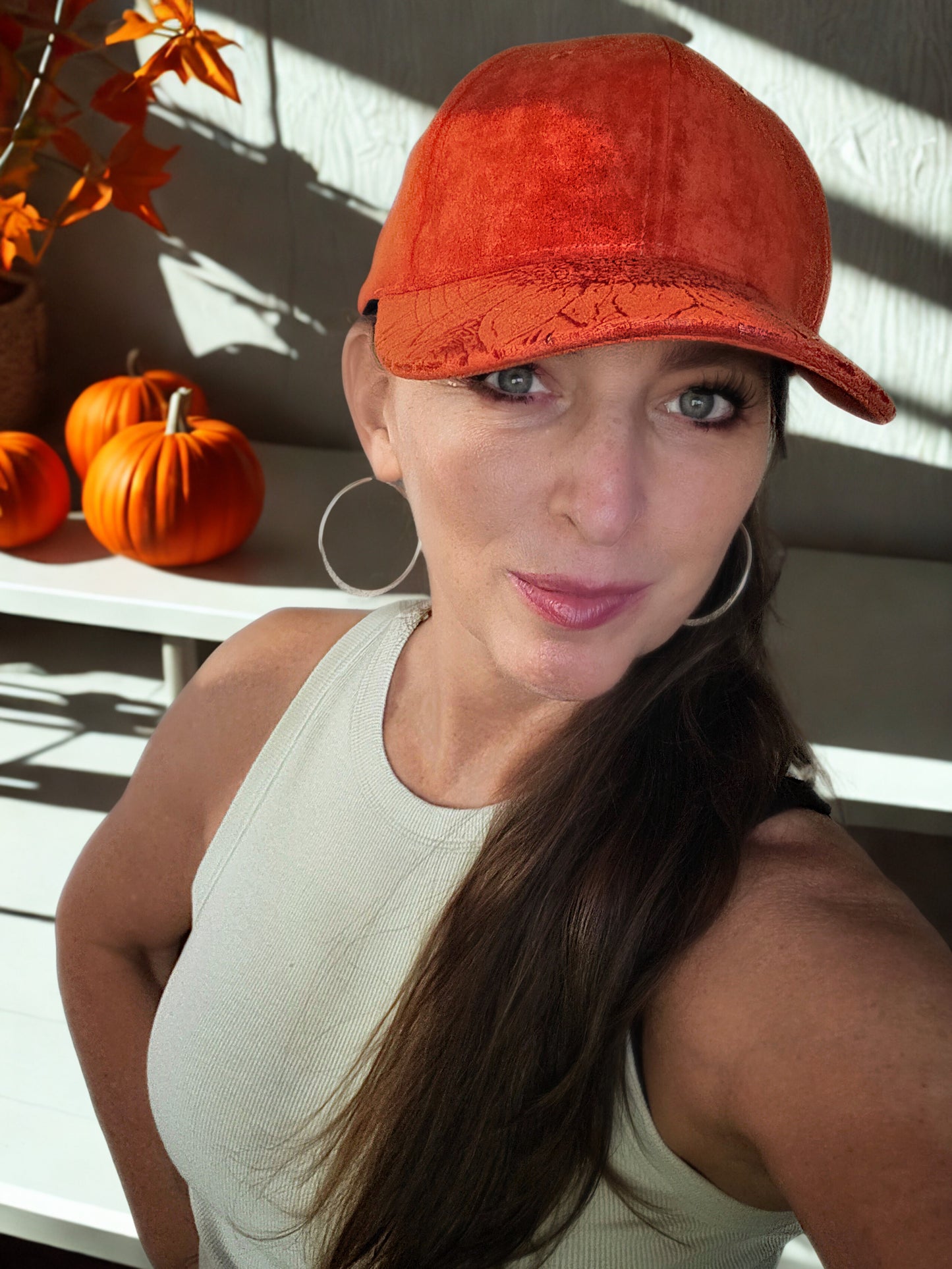 Burnt Orange Handburned Cap