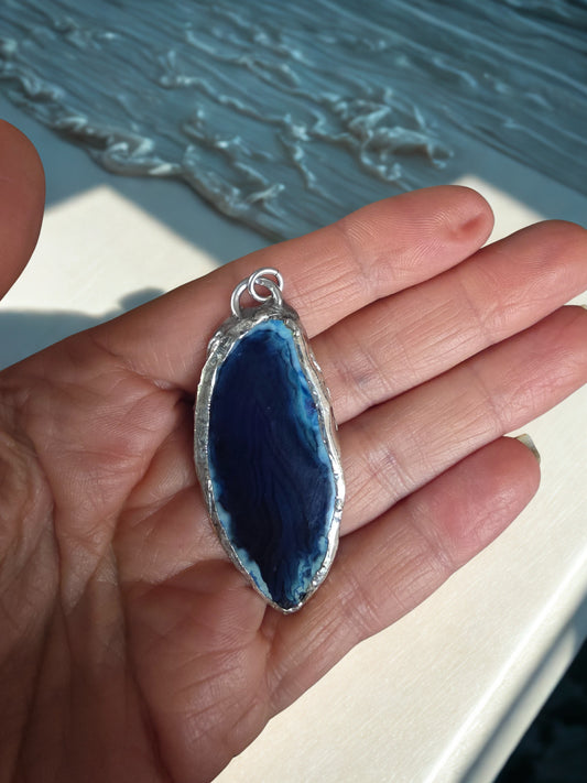 Blue Sliced Agate Pendant