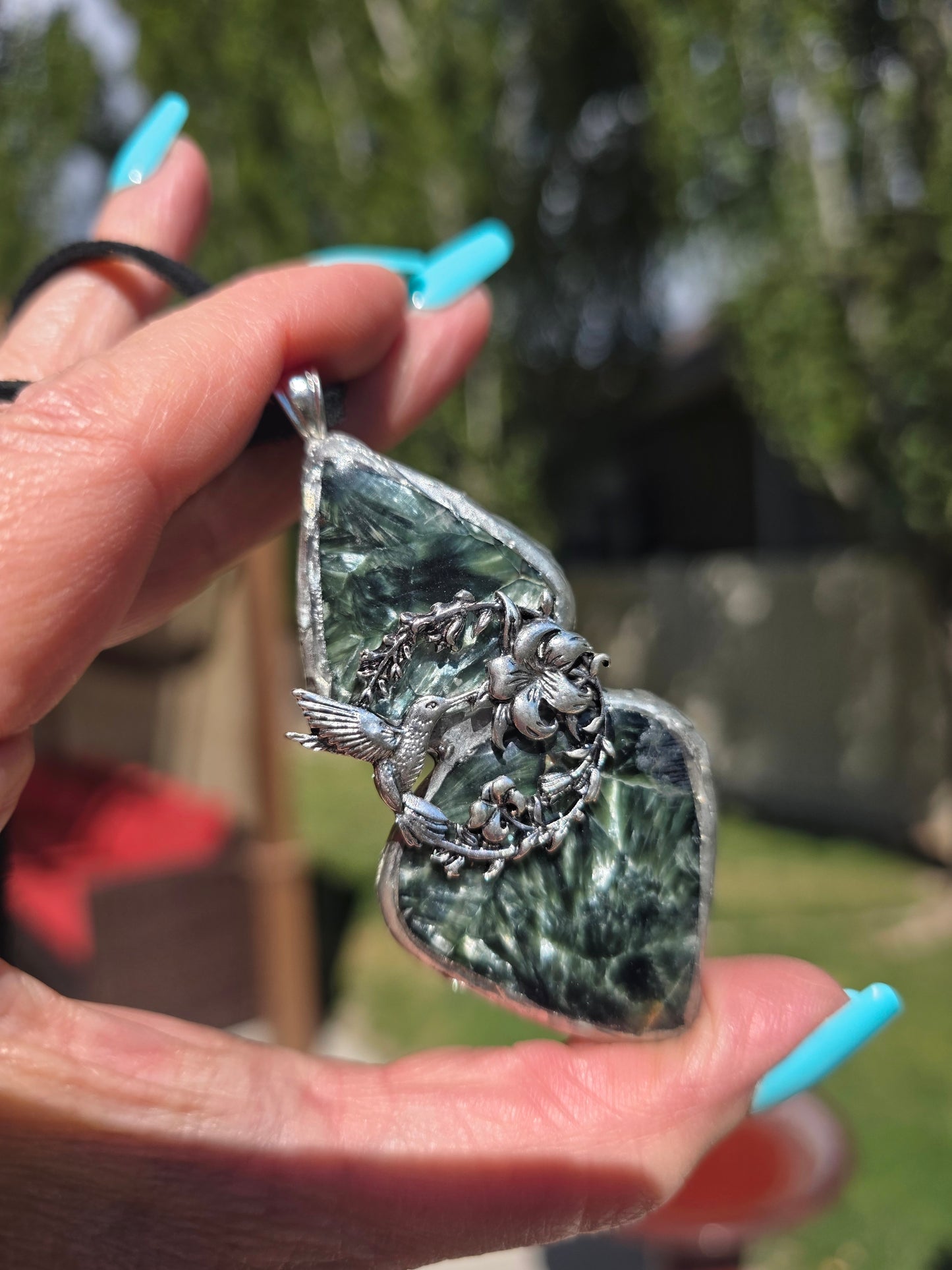 Seraphinite Hummingbird Soldered Pendant – A Symbol of Grace & Divine Connection