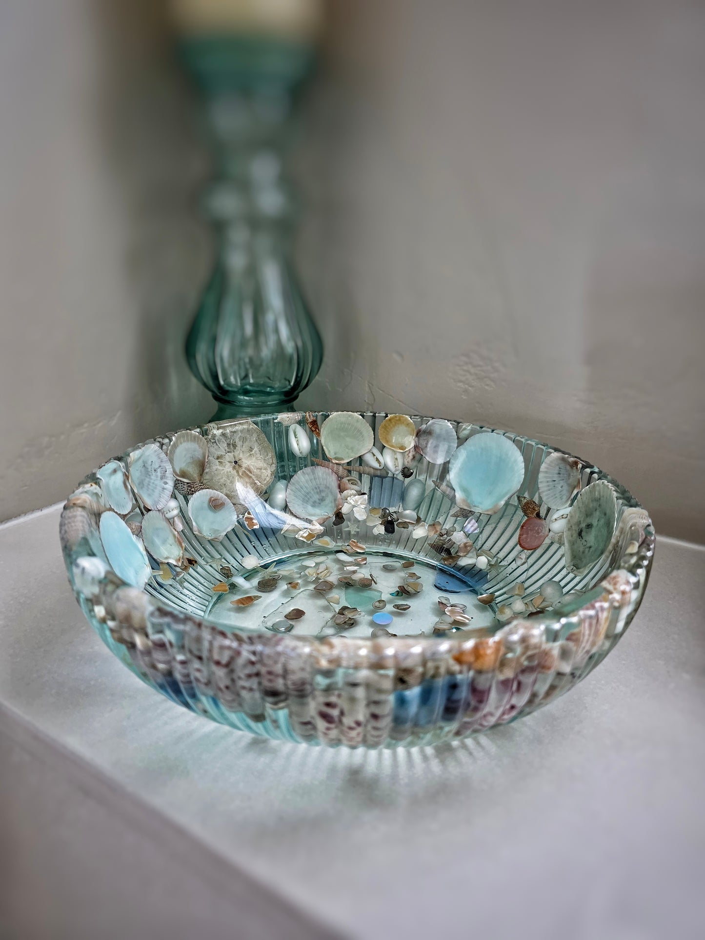 Handcrafted Ocean Resin Bowl – Coastal Home Decor – Beach Themed Centerpiece – One of a Kind Resin Art