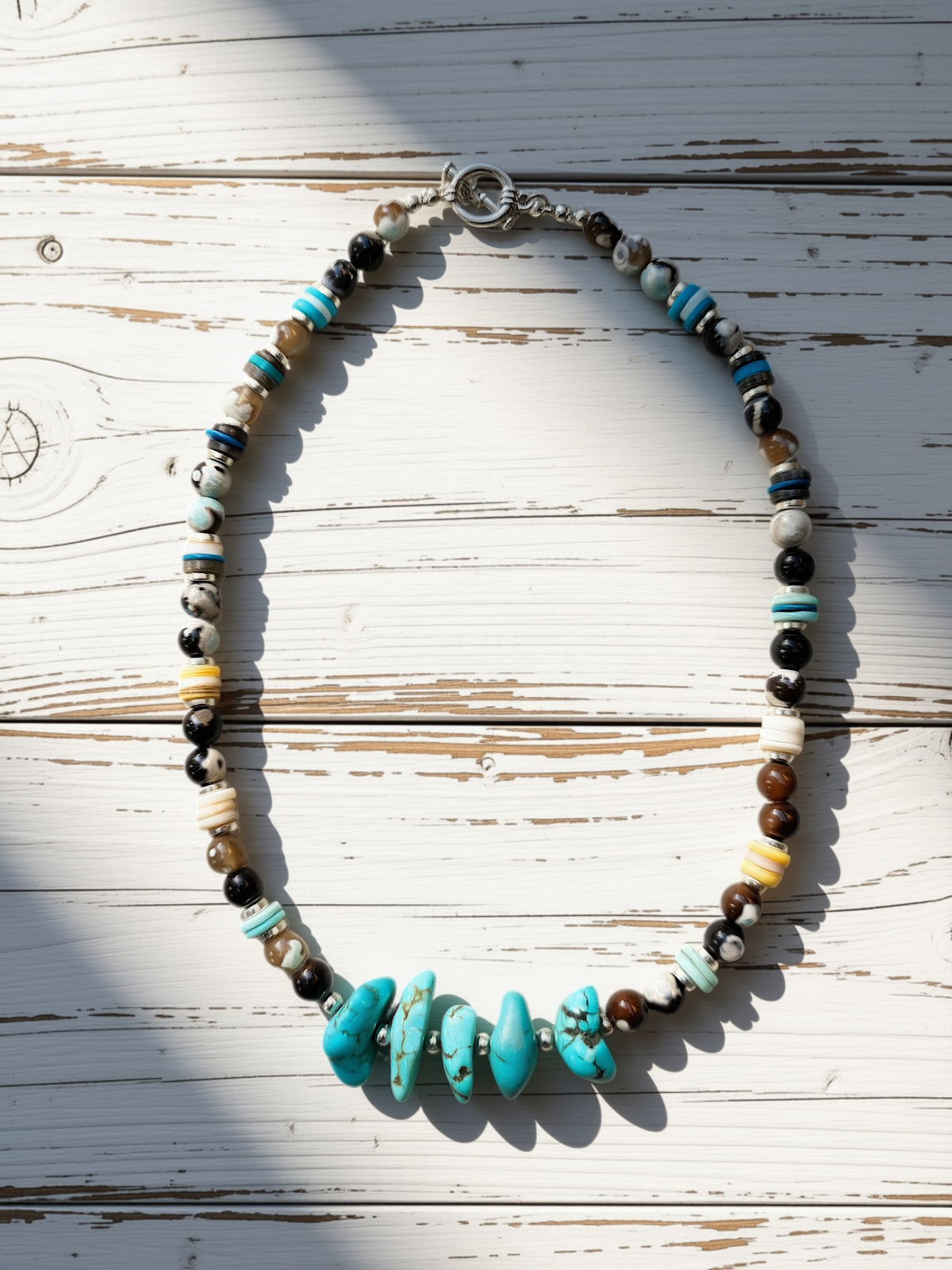 Boho Beaded necklace/ Agate / Magnesite