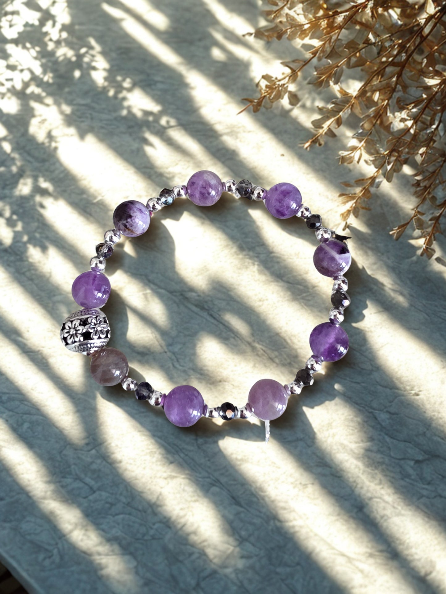 Amethyst stretch beaded bracelets