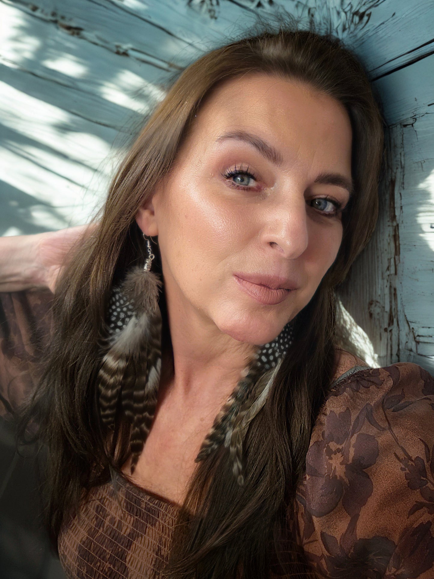 Boho style long feather earrings