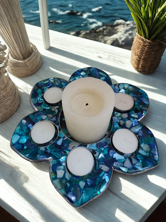 Lotus flower shell candle holder .
