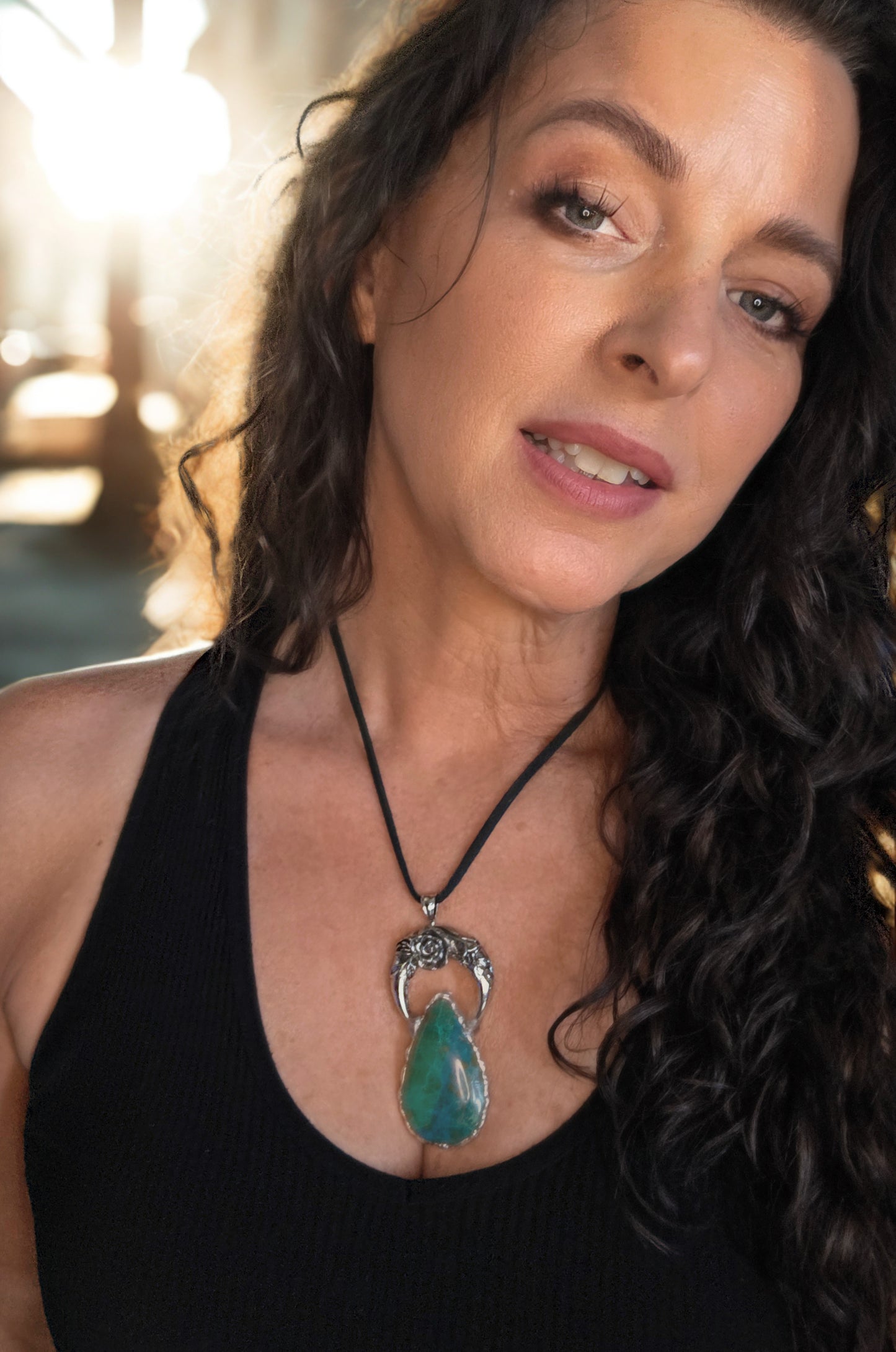 Chrysocolla Statement Pendant | Handcrafted Soldered Necklace | One-of-a-Kind Crystal Jewelry