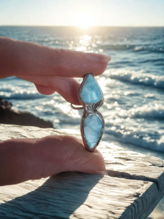 Double Larimar Statement Ring